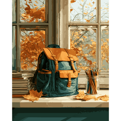Back to School Windowsill | Paint by Number - Paint by numbers
