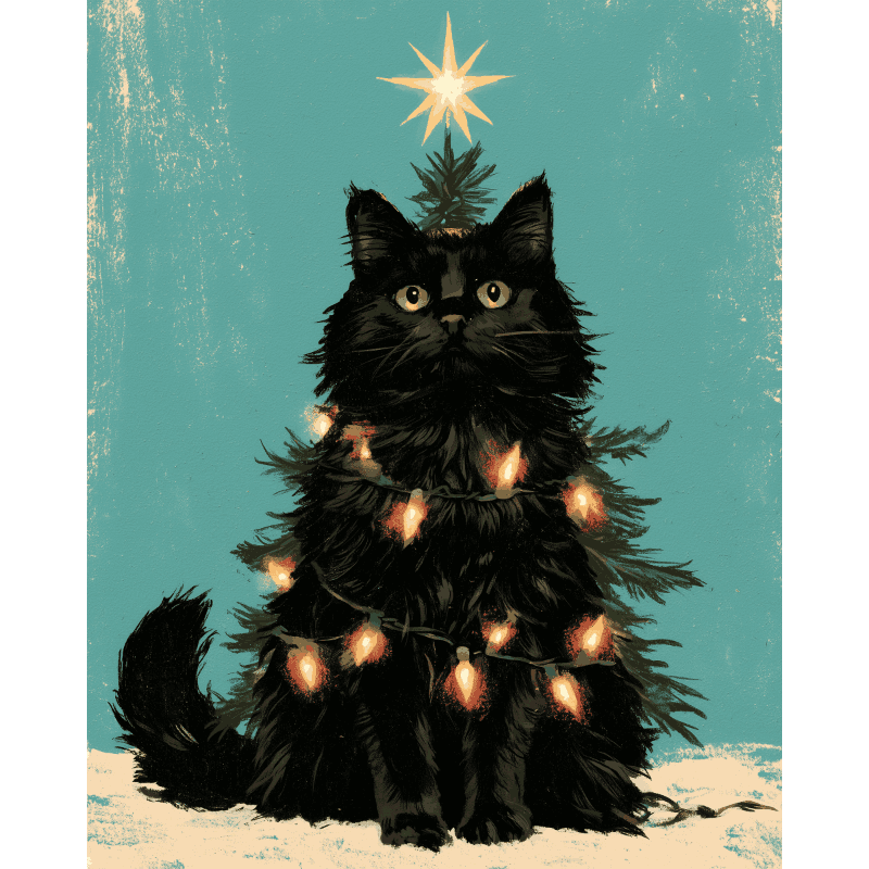 Purrfect Little Tree | Paint by Number - Paint by numbers
