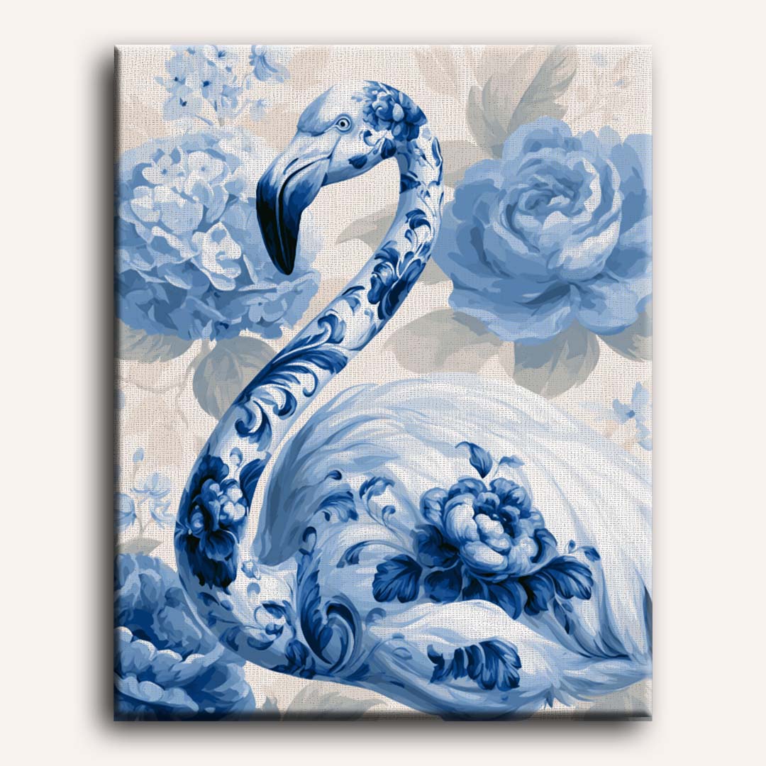 Flamenco de porcelana e hortensia | Pintar por números