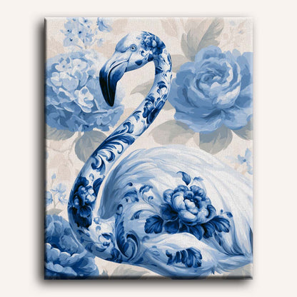 Flamenco de porcelana e hortensia | Pintar por números