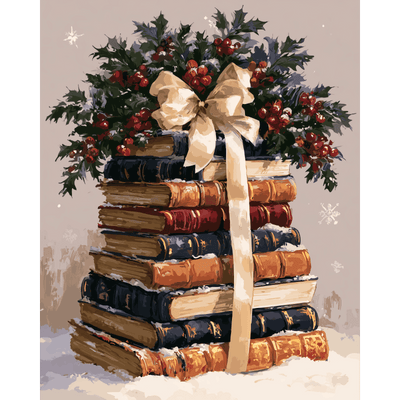 Houx et livres reliés | Peinture à numéros