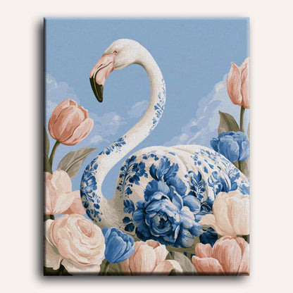 Flamingo Among Tulips | Paint by Number
