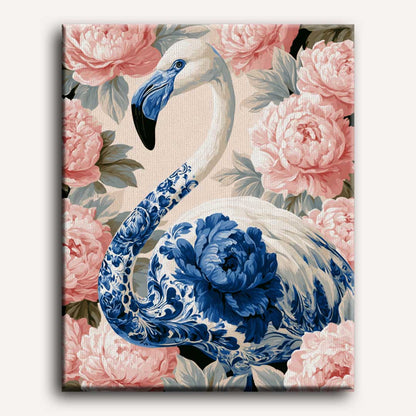 Fenicottero e Peonie | Dipingi con i numeri