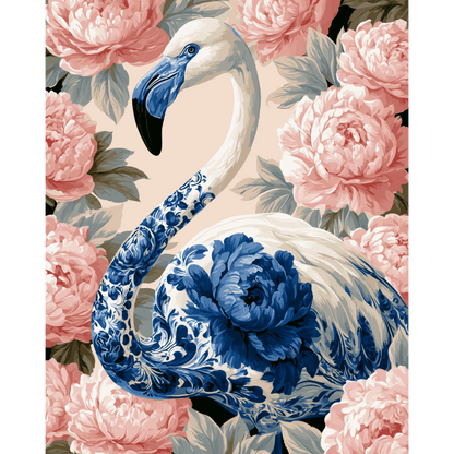 Flamingo & Peonies | Paint by Number - Paint by numbers