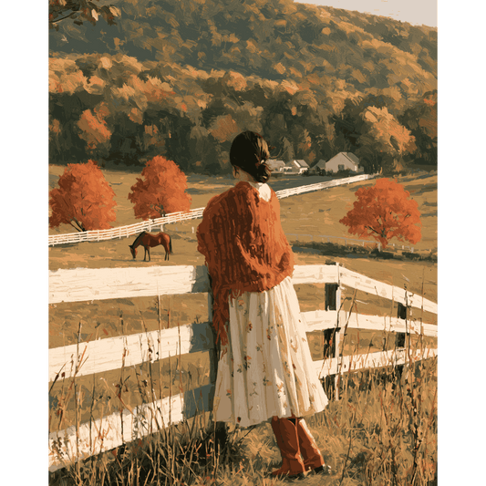 Autumn Fence Line | Paint by Number - Paint by numbers