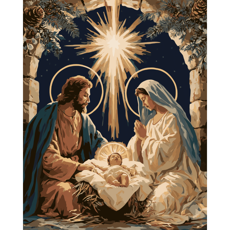 Holy Night Under Pines | Paint by Number - Paint by numbers