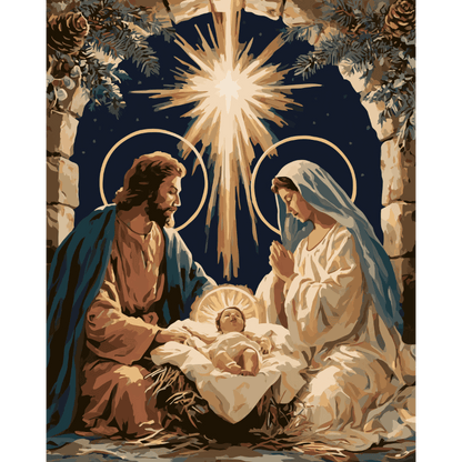 Holy Night Under Pines | Paint by Number - Paint by numbers