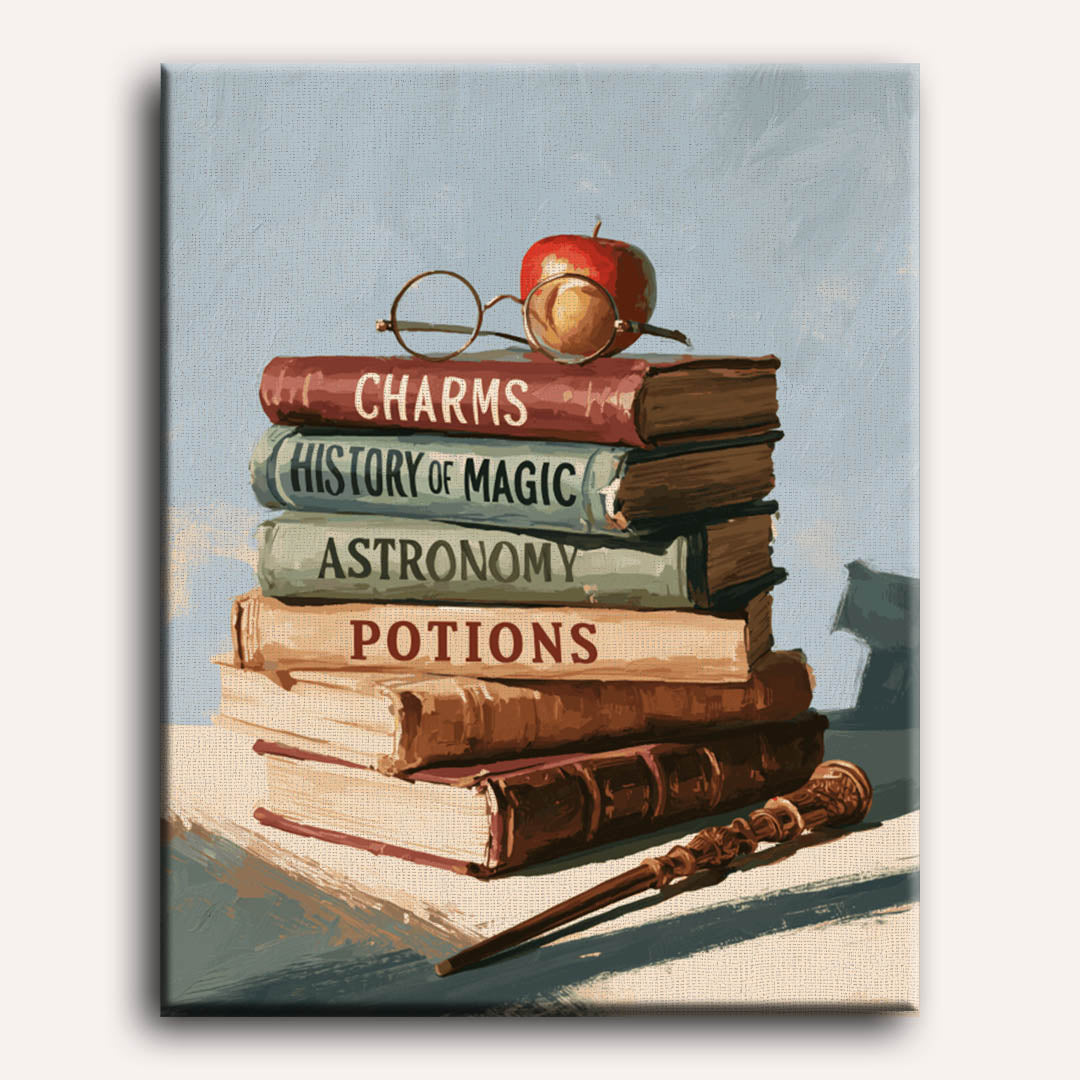 Pila di Libri di Magia | Dipingi con i numeri