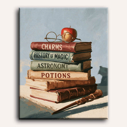 Pila di Libri di Magia | Dipingi con i numeri