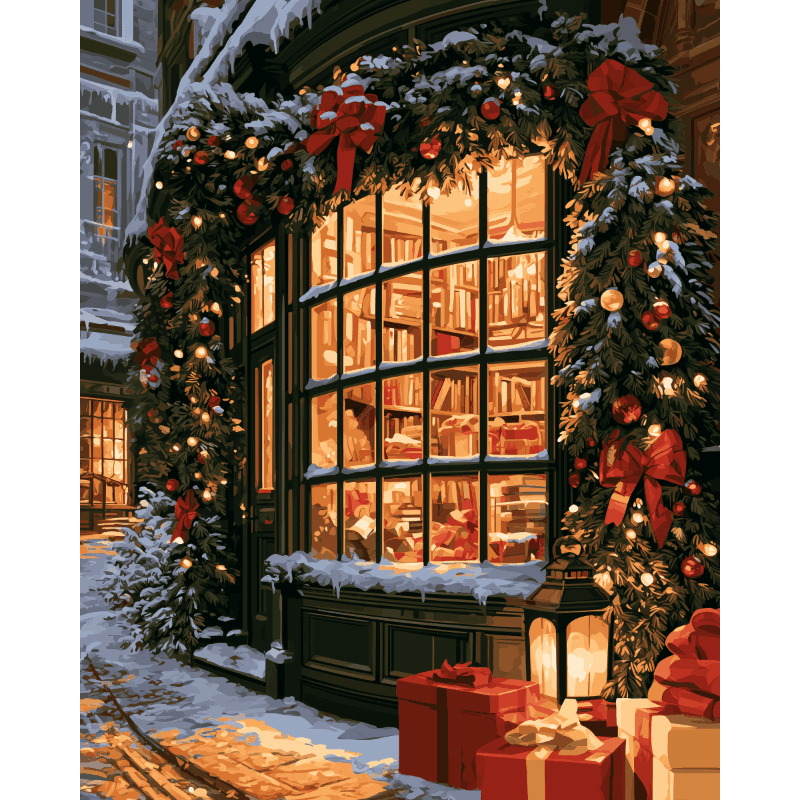 Bookshop Aglow | Paint by Number - Paint by numbers