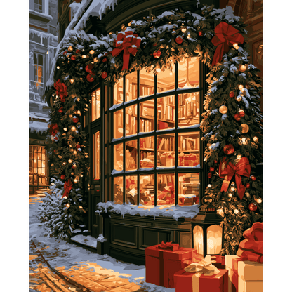 Bookshop Aglow | Paint by Number - Paint by numbers