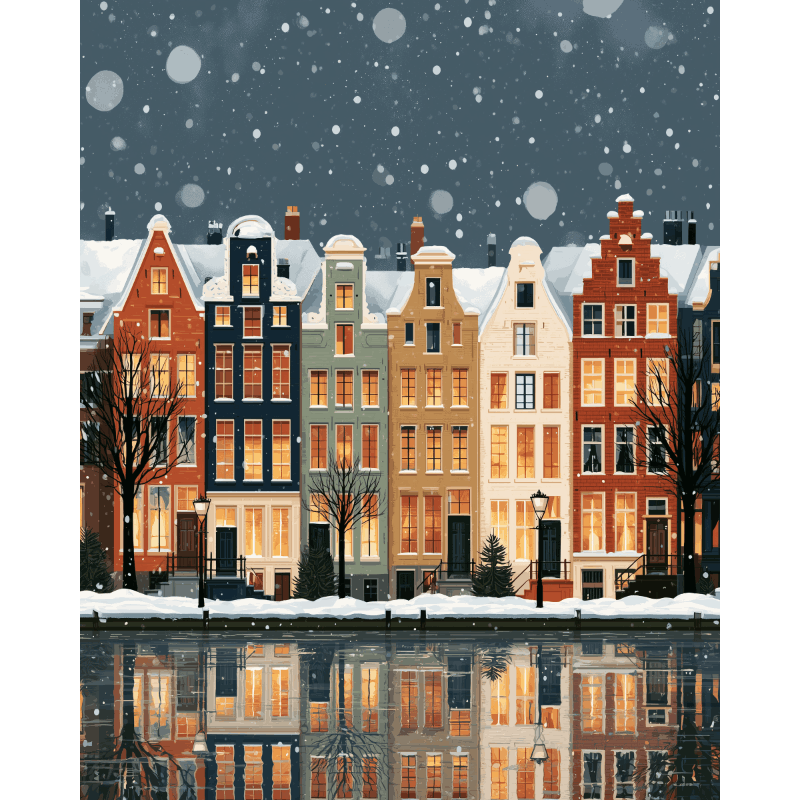 Snowfall on the Canal | Paint by Number - Paint by numbers