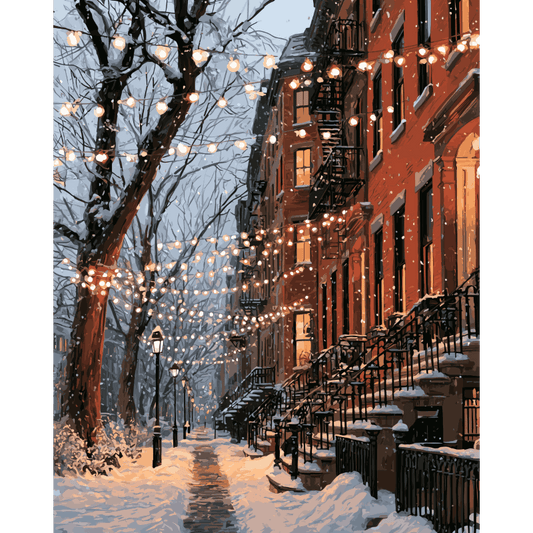 Brownstone String Lights | Paint by Number - Paint by numbers