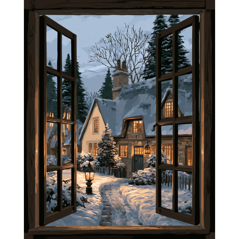 Window to the Village | Paint by Number - Paint by numbers