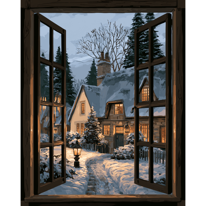 Window to the Village | Paint by Number - Paint by numbers