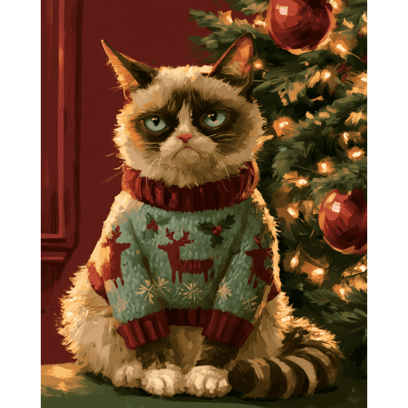 Christmas Sweater Grump | Paint by Number - Paint by numbers