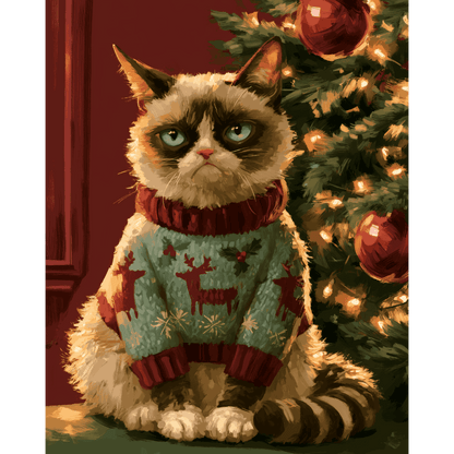 Christmas Sweater Grump | Paint by Number - Paint by numbers