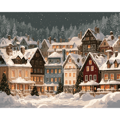 Snowbound Village | Paint by Number - Paint by numbers