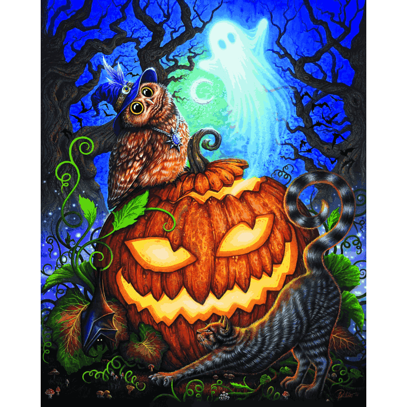 The Haunted Pumpkin - By Sarah Richter | Paint by Number - Paint by numbers