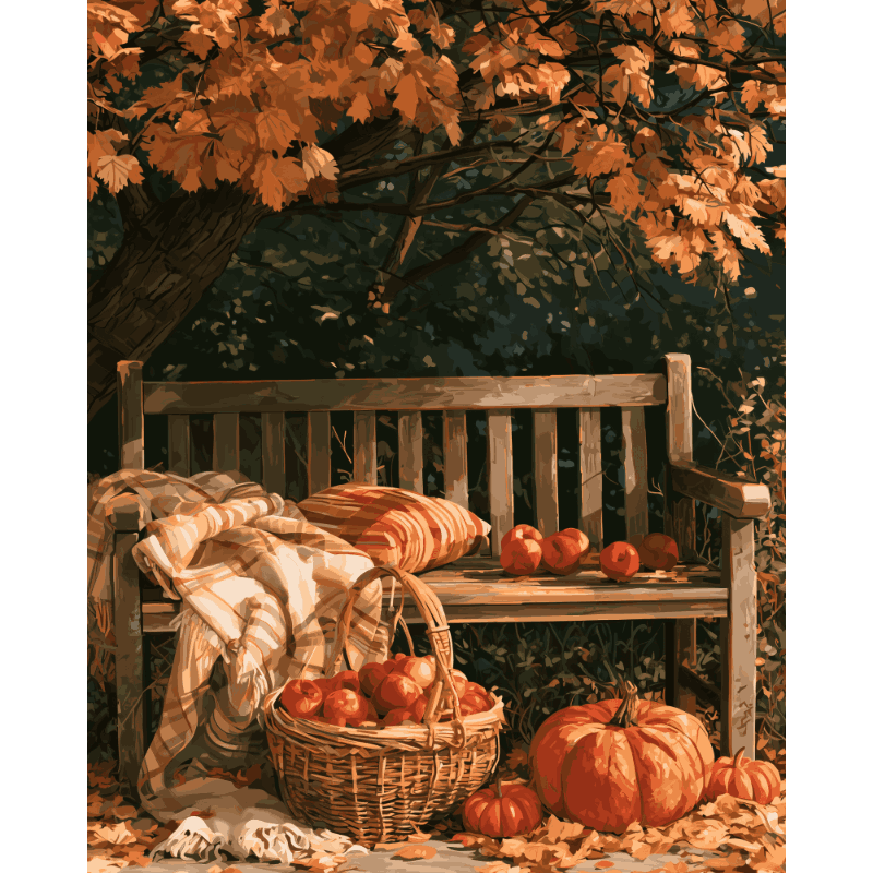 Autumn Bench Basket | Paint by Number - Paint by numbers