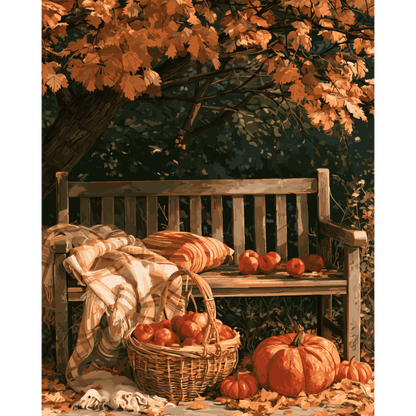 Autumn Bench Basket | Paint by Number - Paint by numbers
