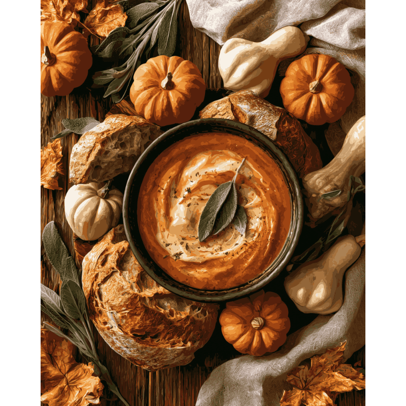 Autumn Bread & Pumpkins | Paint by Number - Paint by numbers