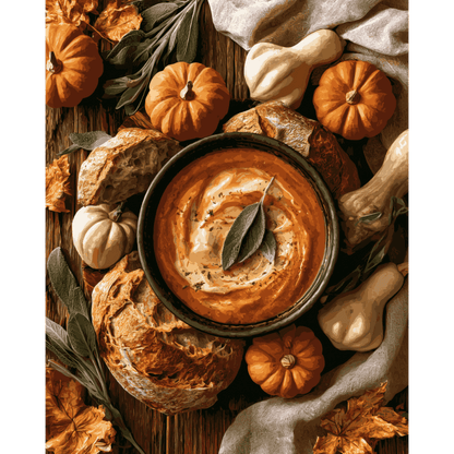 Autumn Bread & Pumpkins | Paint by Number - Paint by numbers
