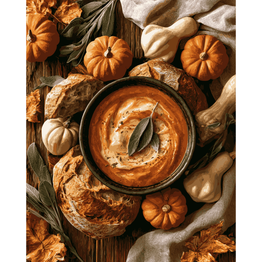 Autumn Bread & Pumpkins | Paint by Number - Paint by numbers