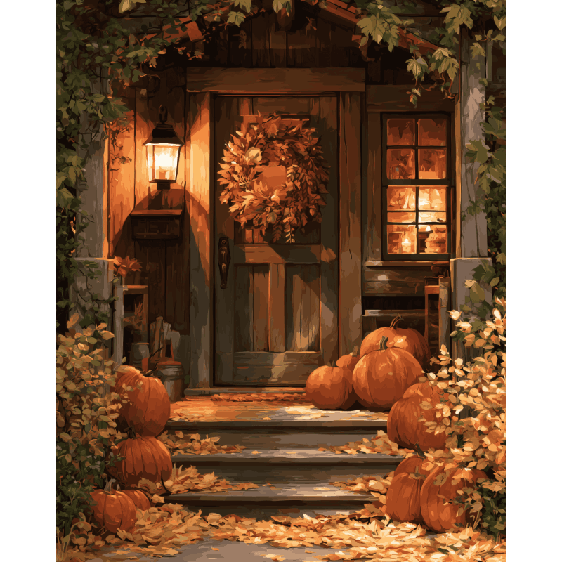 Autumn Door Wreath | Paint by Number - Paint by numbers