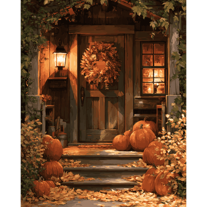 Autumn Door Wreath | Paint by Number - Paint by numbers