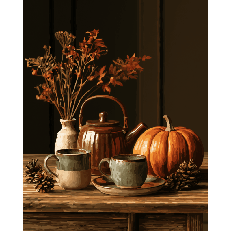 Autumn Tea Table | Paint by Number - Paint by numbers