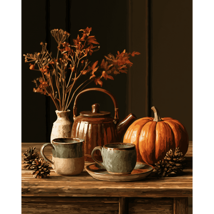 Autumn Tea Table | Paint by Number - Paint by numbers
