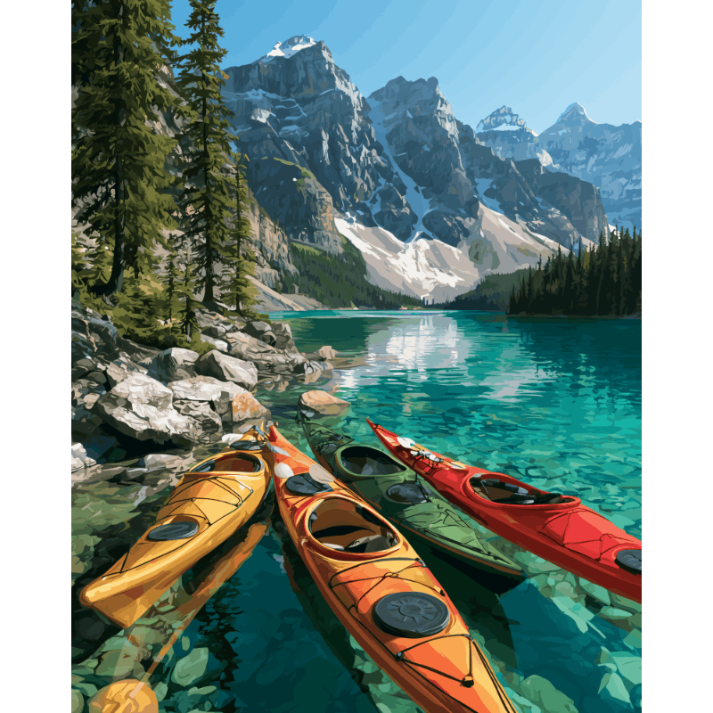 Canadian Rockies Kayaks | Paint by Number - Paint by numbers