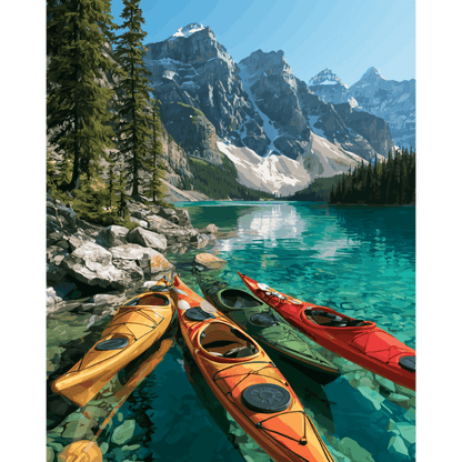 Canadian Rockies Kayaks | Paint by Number - Paint by numbers