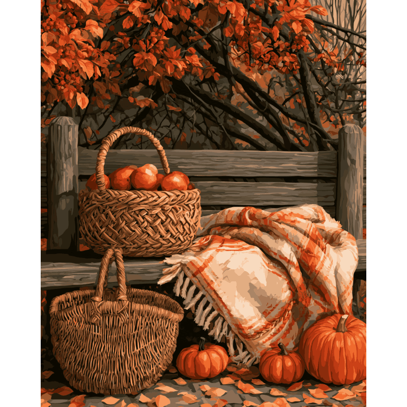 Cozy Autumn Basket | Paint by Number - Paint by numbers