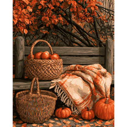 Cozy Autumn Basket | Paint by Number - Paint by numbers