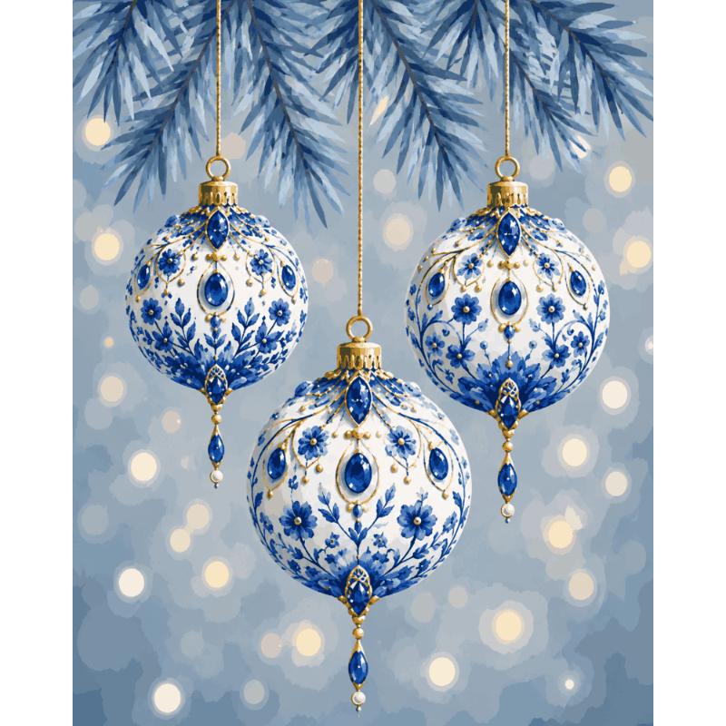 Delft Christmas Ornaments | Paint by Number - Paint by numbers