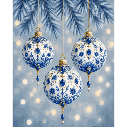 Delft Christmas Ornaments | Paint by Number - Paint by numbers