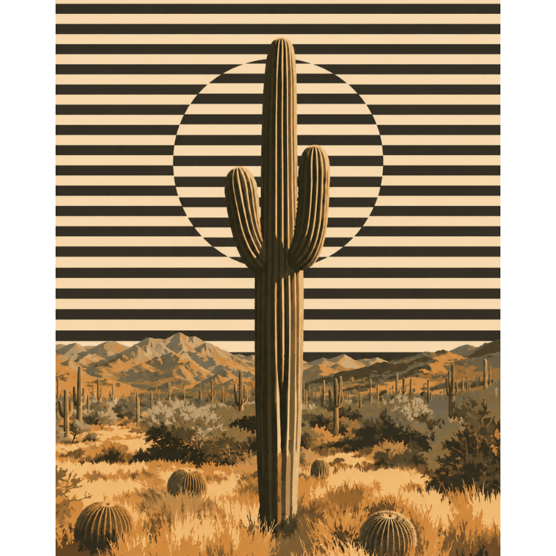 Desert Cactus Stripes | Paint by Number - Paint by numbers