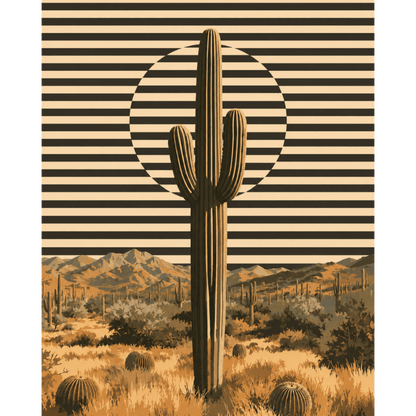 Desert Cactus Stripes | Paint by Number - Paint by numbers