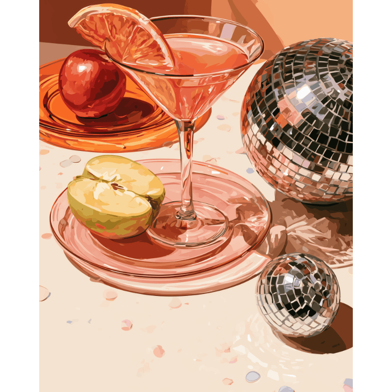 Disco Cocktail Flat Lay | Paint by Number - Paint by numbers