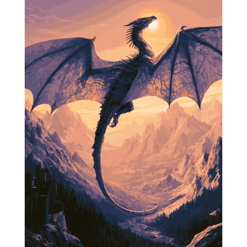 Dragon at Sunset | Paint by Number - Paint by numbers