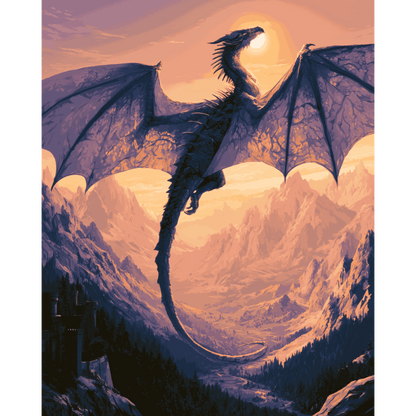 Dragon at Sunset | Paint by Number - Paint by numbers