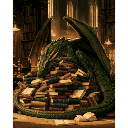 Dragon's Book Pile | Paint by Number - Paint by numbers