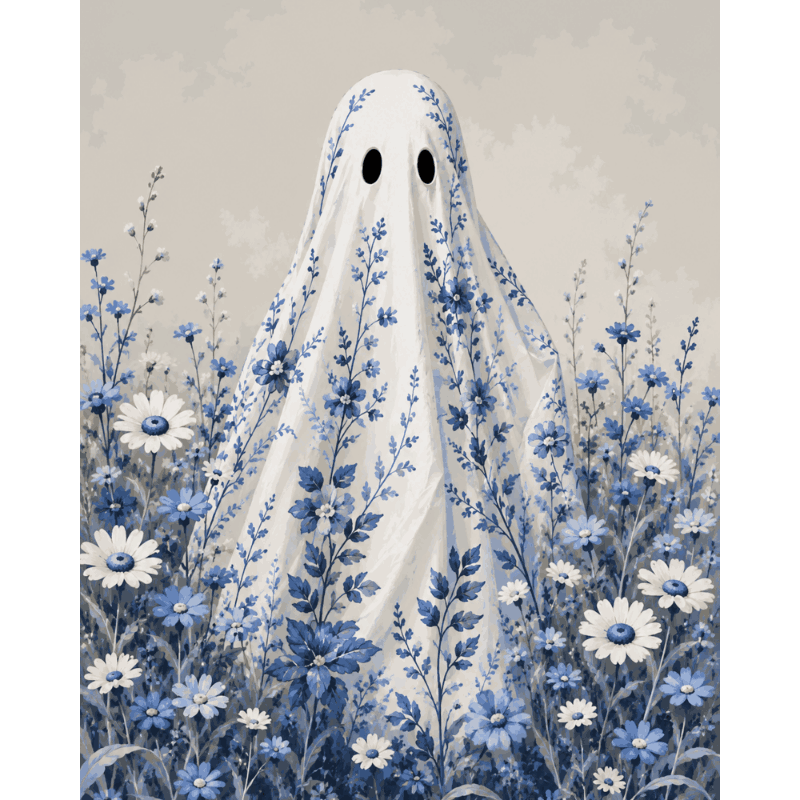 Floral Ghost | Paint by Number - Paint by numbers