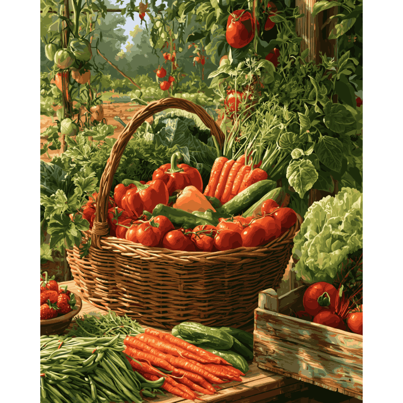 Garden Harvest Basket | Paint by Number - Paint by numbers