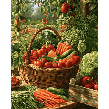Garden Harvest Basket | Paint by Number - Paint by numbers