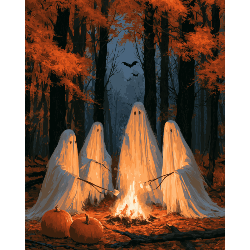 Ghostly Campfire Gathering | Paint by Number - Paint by numbers