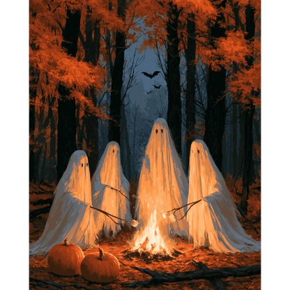 Ghostly Campfire Gathering | Paint by Number - Paint by numbers