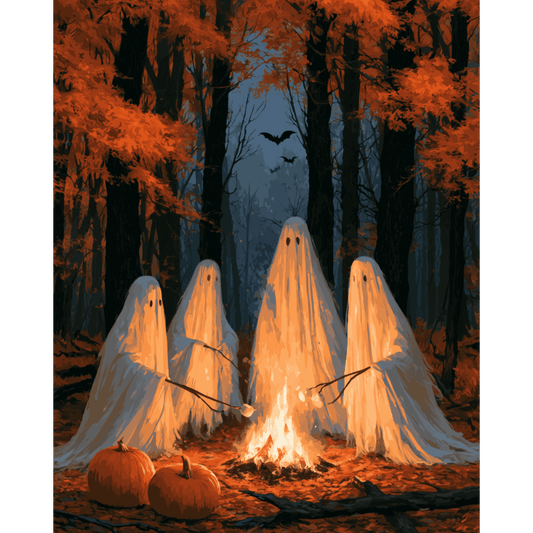 Ghostly Campfire Gathering | Paint by Number - Paint by numbers